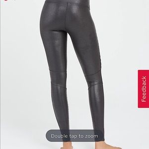 Spanx gray faux leather moto legging